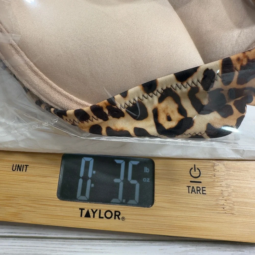 NEW VS Bombshell‎ Leopard Print Push Up Halter Bikini Top Gold Hardware 34A